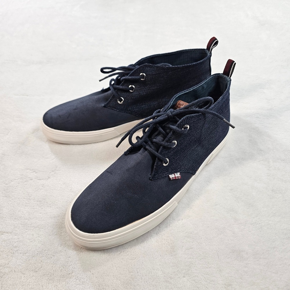 Ben Sherman Mens Navy Blue Denim Chukka Boots Mid Top Sneakers Size 10